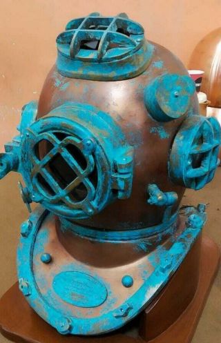 Copper Vintage Us Navy Scuba Mark V Diving Divers Helmet Brass Antique Deep Sea