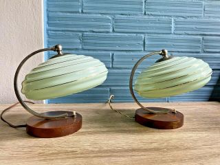 Vintage Antique Pair Space Age Style Table Lamp Mid Century Design Bedside Light