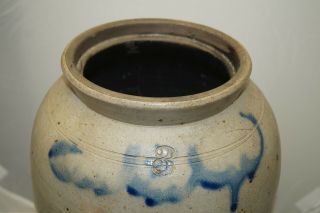1860s - 90s Era Cobalt Blue Stoneware Salt Glaze 3 Gallon Butter Churn Crock Jug 2