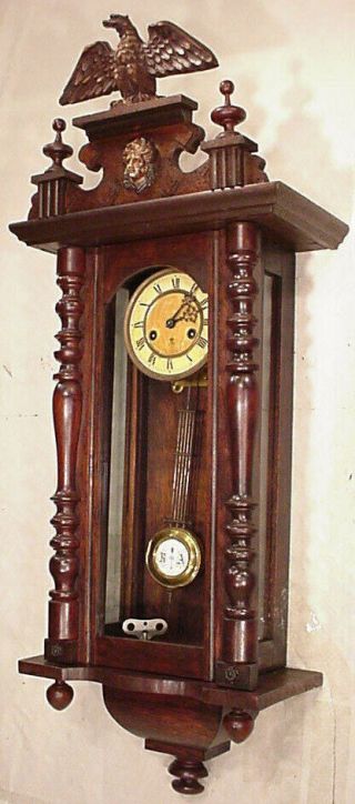 Fabulous Antique Nut Gustav Becker Wall Clock Regulator 8 Day 1910 Eagle Selisia