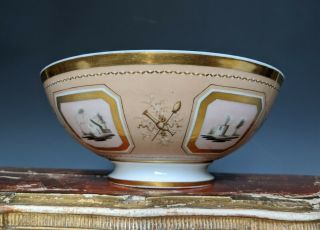 Antique French Porcelain Bowl Sevres Style Perrin Soft Paste Gilt Hp 18th 19th
