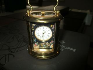 Halcyon Days Enamel Miniature Carriage Clock With Extra Battery