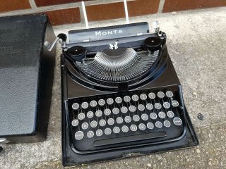 Vintage Black Typewriter Monta Olivetti ICO MP1 from 1930s Decoration Interior 2