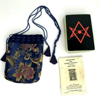 Vintage 1978 Aleister Crowley Thoth Tarot Deck 78 Cards Fabric Bag Instructions