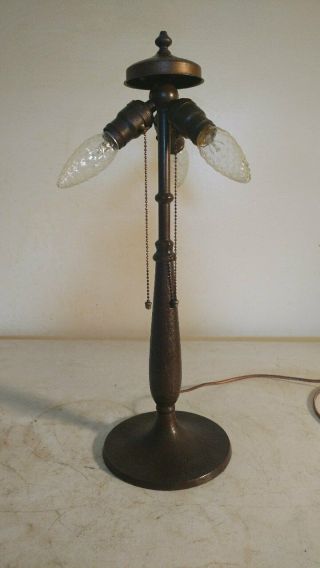 Antique Signed Handel 3 Socket Table Lamp For Leaded/stained Glass Shade
