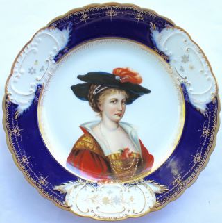Antique Royal Vienna Porcelain Courtesan Portrait Plate Perfect No C