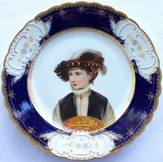 Antique Royal Vienna Porcelain Courtesan Portrait Plate Perfect No D