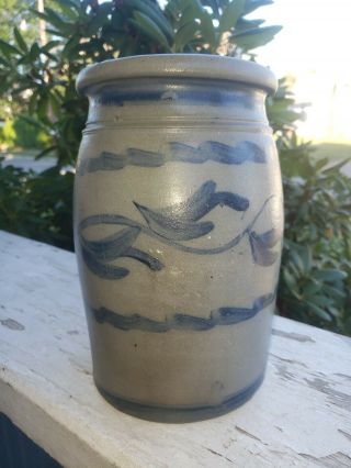 Antique Decorated Stoneware Crock Jar Southwest Pa 1 Gallon Donaghho? Wv