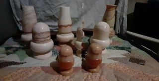 Set Of Alabaster Lamps,  Assorted Sizes And Shapes Made By Chas Douglas
