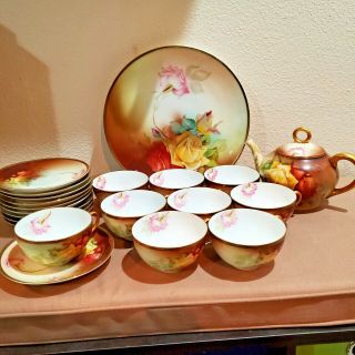 Thomas Bavaria Marechal Niel Hand Painted Tea Set