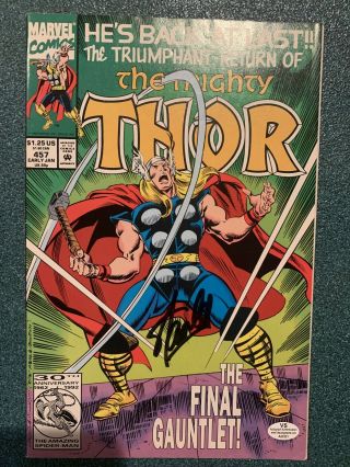Marvel The Mighty Thor 457 Stan Lee Signed Autograph Comic W/coa