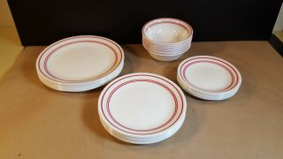 32 Pc Vintage Classic Cafe Red Corelle Dish Set Svc For 8