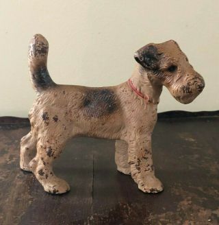 Antique Hubley Standing Fox Terrier Cast Iron Dog Home Garden Doorstop Statue
