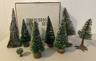 Department Dept 56 Christmas Village Accessories Set Of 9 Trees Shrub