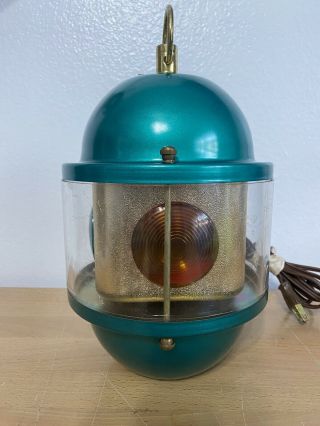 Vintage Swiss Golden Beacon Rotating Color Hanging Lamp/light Model 160 - 5 Green