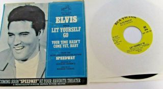 Elvis Presley - Rca Victor 47 - 9547 Promo " Speedway " 45rpm 7 " - Let Yourself Go B/w