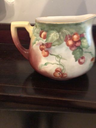 Hand Painted Lmoge Cider Pitcher And Cups