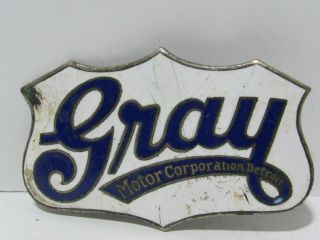 Vintage Gray Motor Corporation Detroit Badge Emblem