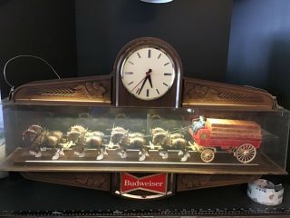 Vintage Budweiser Illuminated Bar Clock - Clydesdale Team