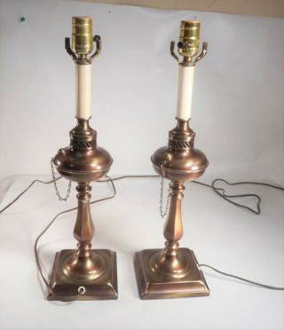 Vintage 2 Tell City Chair Lamps Metal & Brass Table Desk Lamp Light Model 4400