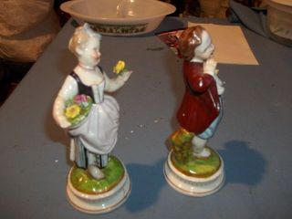 Pair Antique Rare Capodimonte Italian Porcelain Figurine 7 
