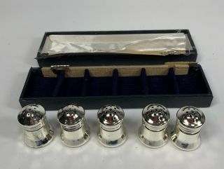 Set Of 5 F.  B.  Rogers Silver Co Salt And Pepper Shakers Silver Plated