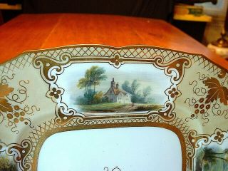 Early 19ThC Museum Quality Hand Painted Gilded Scenic Serving Tray 2 2