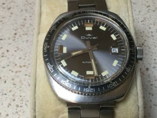 Vintage Duval Diver Heavy All Ss Case 600 Feet Automatic Watch Serviced