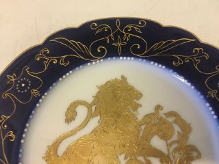 Antique Jean Pouyat Limoges Porcelain Plate w/ Lion Dec.  Signed AMH Ducther 1892 3
