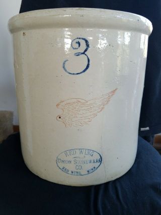 Red Wing 3 Gallon Union Stoneware Crock Approx.  10 " X 10 "