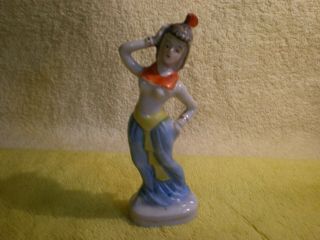Semi Nude Dancing Woman Blue Made In Occupied Japan 5 " Porcelain Figurine Fr/shp