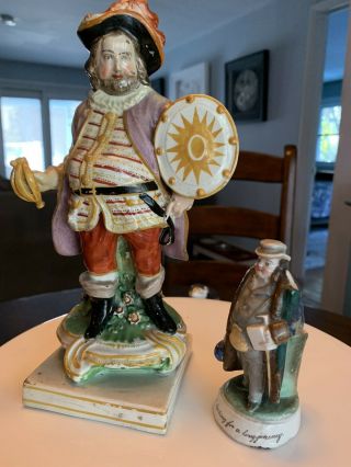 Antique 19thc Staffordshire Pearlware Falstaff Figurine Figure & Match Striker
