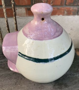 Vintage Pittsburg Pottery Company Birdhouse Kansas Stoneware Crock White Purple 2