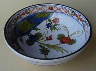 Garofano Antique Italian Faience Pottery Blue Carnation Bowl Faenza