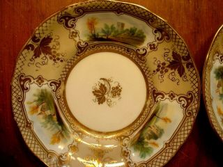4 Early 19ThC Museum Quality Hand Painted Gilded Scenic 5 7/8 