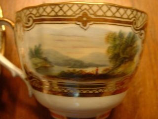 Early 19ThC Museum Quality Hand Painted Gilded Scenic Cup & Saucer 3