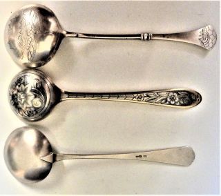 Antique Vintage Set Of 3 Serving Spoons - Russian And Estonian