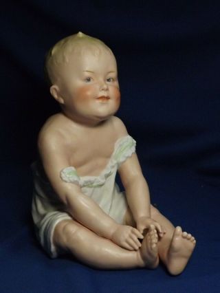 Antique Gebruder Heubach Bisque Piano Baby Figurine 8 1/2 " High Signed