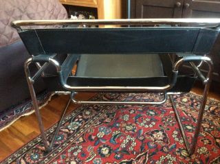 Vintage Marcel Breuer Wassily Style Chrome Black Leather Sling Lounge Chair