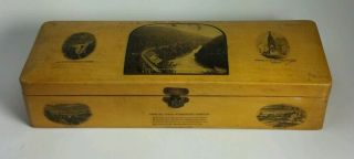 Rare Vtg Antique Mauchline Ware Wood Box Dunkeld Scotland Mclean 