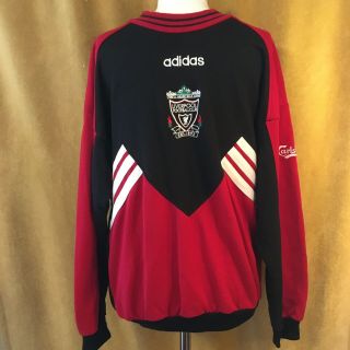 Vintage 92 - 94 Liverpool Adidas Carlsberg Black Red Thick Training Top Size Large