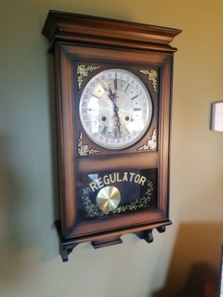 Vintage Alaron 31 - Day Regulator Wall Clock C - 32 W/pendulum & Key