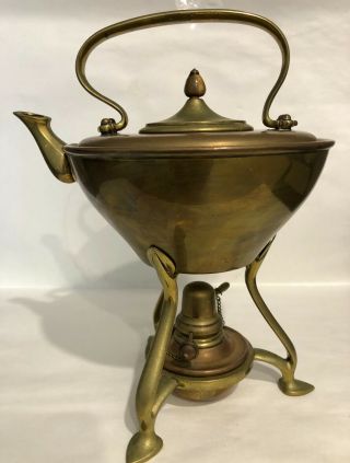 W.  A.  S Benson Arts & Crafts Brass And Copper Kettle With Burner
