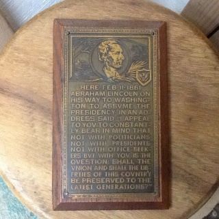 Vintage Abraham Lincoln Inauguration Plaque By Marie Schwarz Indianapolis