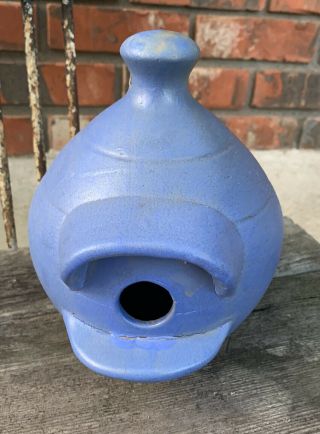 Vintage Pittsburg Pottery Company Birdhouse Kansas Stoneware Crock Blue Rare