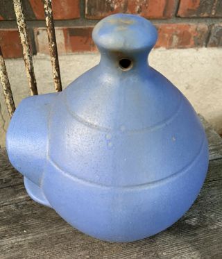 Vintage Pittsburg Pottery Company Birdhouse Kansas Stoneware Crock Blue Rare 2