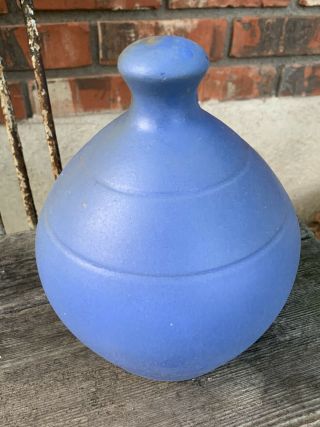 Vintage Pittsburg Pottery Company Birdhouse Kansas Stoneware Crock Blue Rare 3