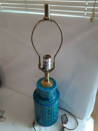 Vintage Bitossi Aldo Londi Blue Pattern Lamp Italy 60s 2