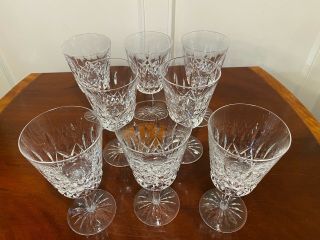 Set of 8 Vintage WATERFORD CRYSTAL Lismore Water Wine Goblets Glasses 6 - 7/8 