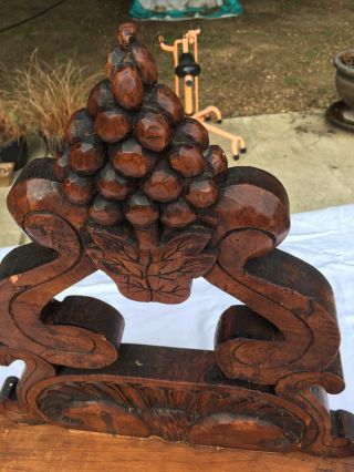 Unique Antique Hand Carved Wood Wall Mount Shelf,  Cluster Of Fruit 23” W 20” H